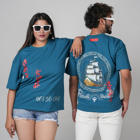 Sail Boat in teal T-Shirt