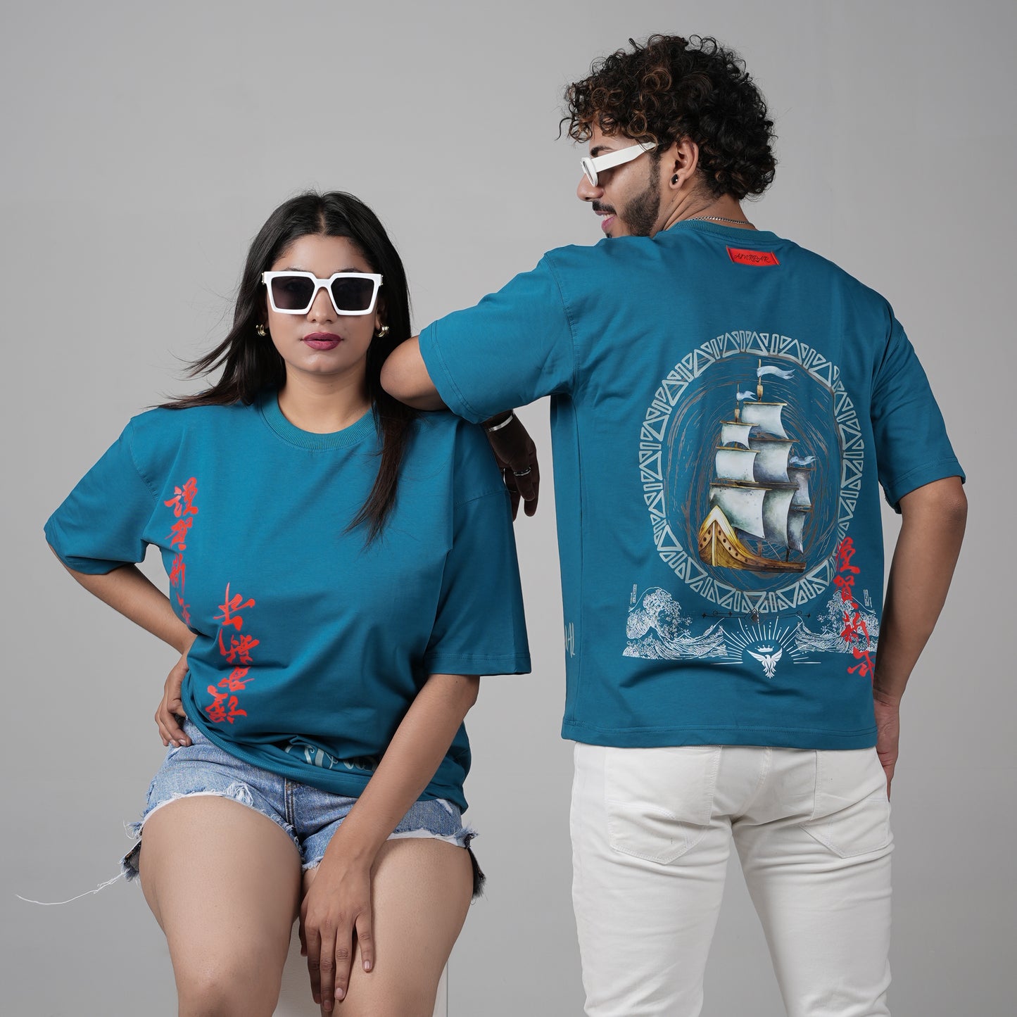 Sail Boat in teal T-Shirt