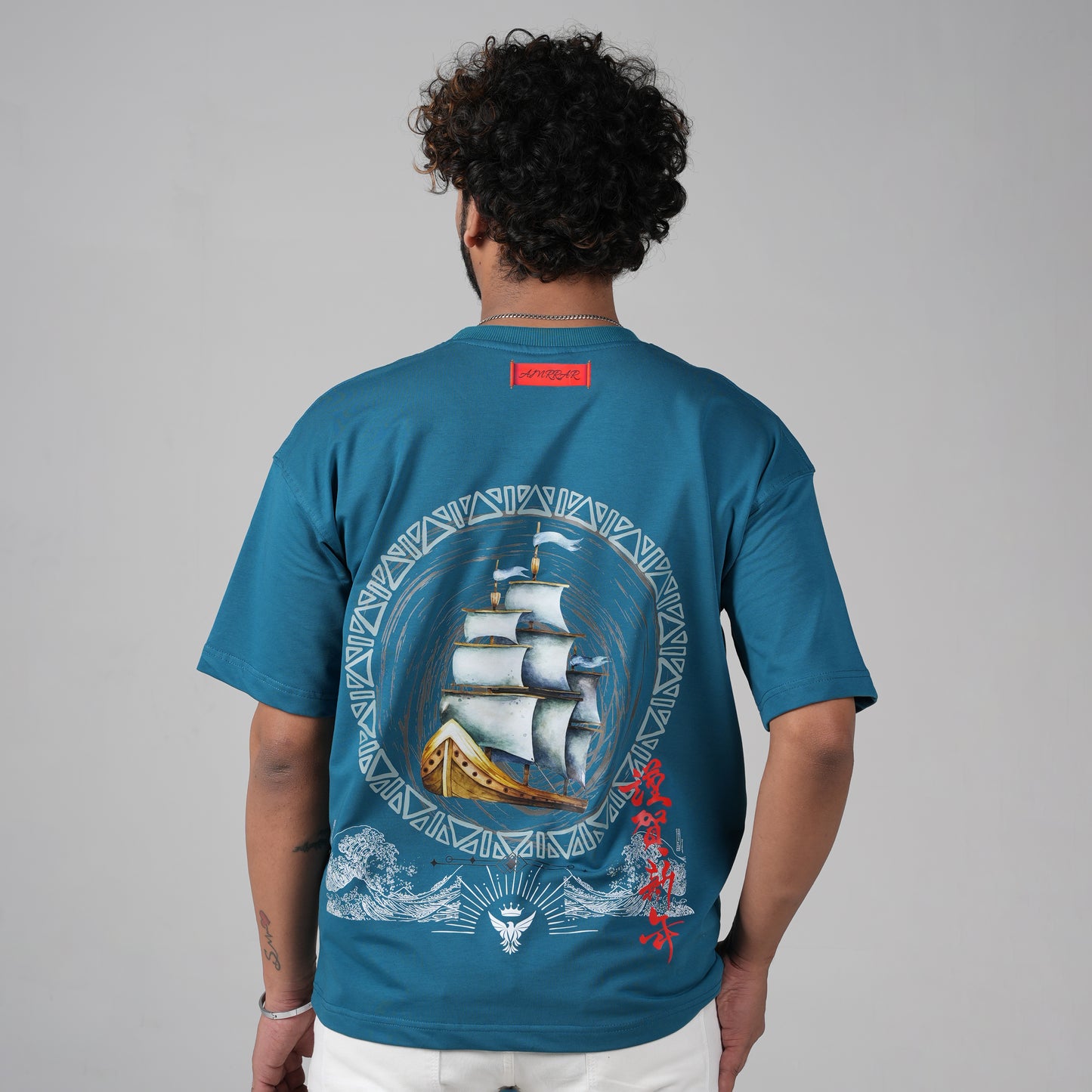 Sail Boat in teal T-Shirt