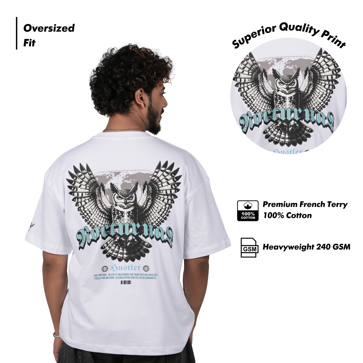 Owl wings in White T-Shirt