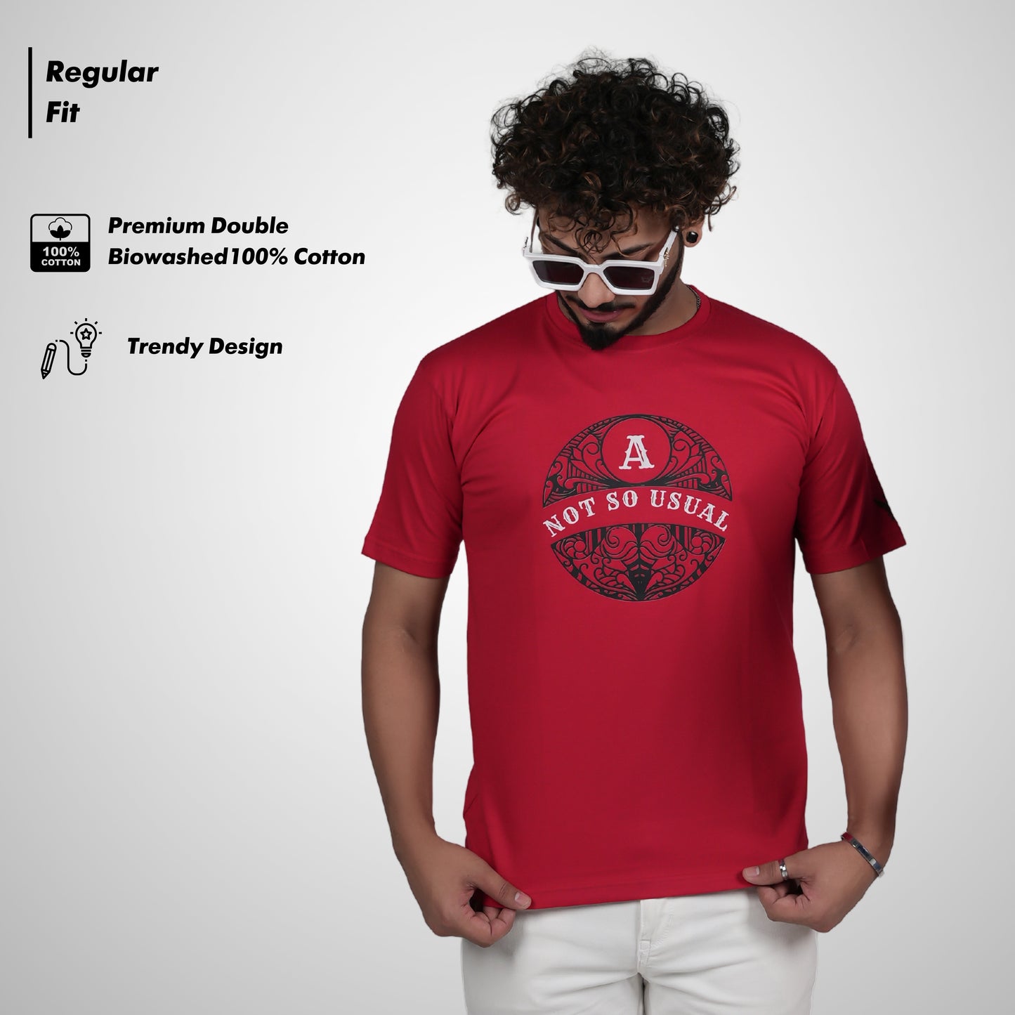 A sphere in Red T-Shirt